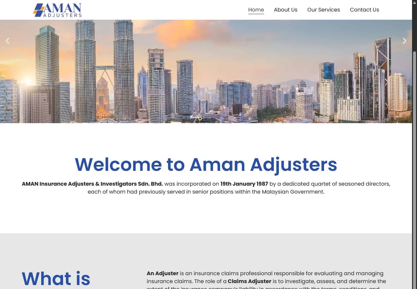 AMAN Insurance Adjusters and Investigators website designed by Pixelbah Digital